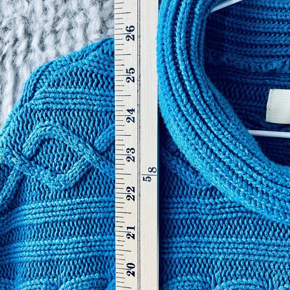 Sonoma Women's Sweater Cable Knit Short Sleeve Cowl Neck Blue Medium - Picture 7 of 11